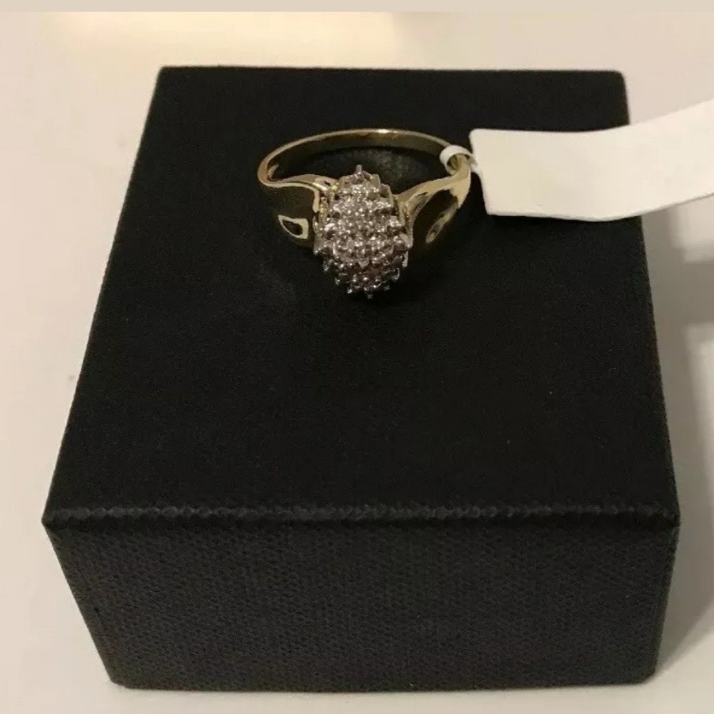 10K Gold Diamond-Accent Marquise Cluster Ring